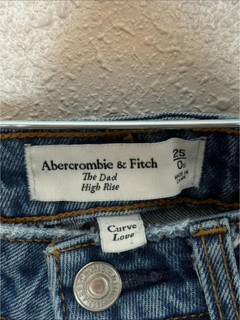 Abercrombie & Fitch Women's The Dad High Rise Curve Love Blue Jeans Size 0 - Picture 2 of 5